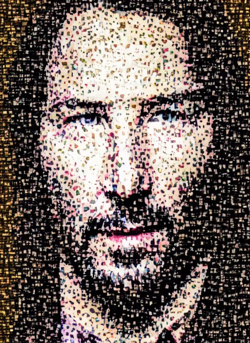 Prompt: a photorealistic mosaic of keanu reeves made of quinoa seeds. octane render. highly detailed