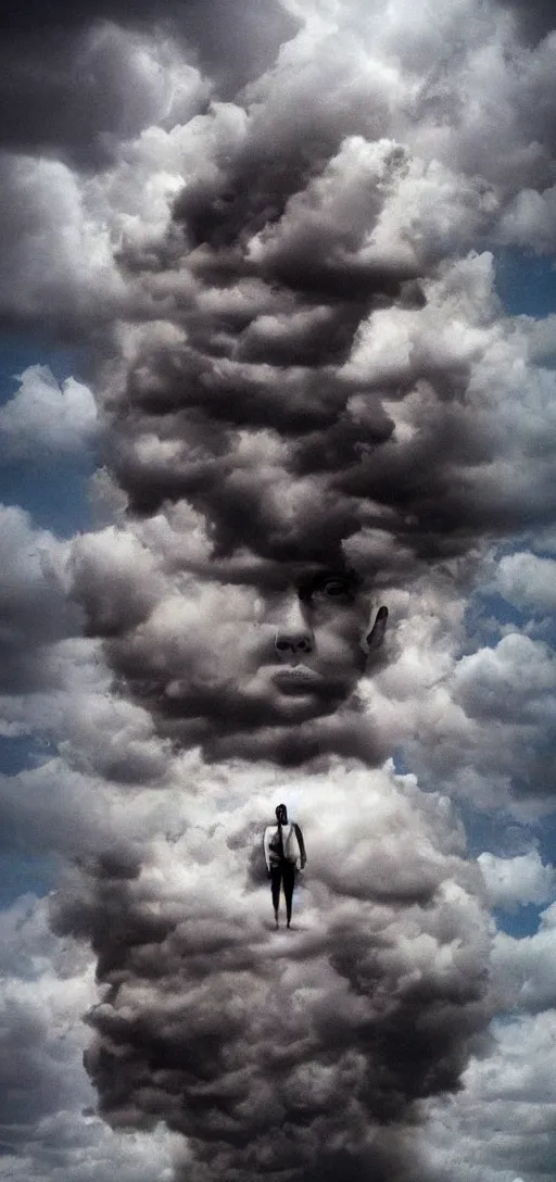 Image similar to human faces trapped in clouds, scary, horror, weird, surreal