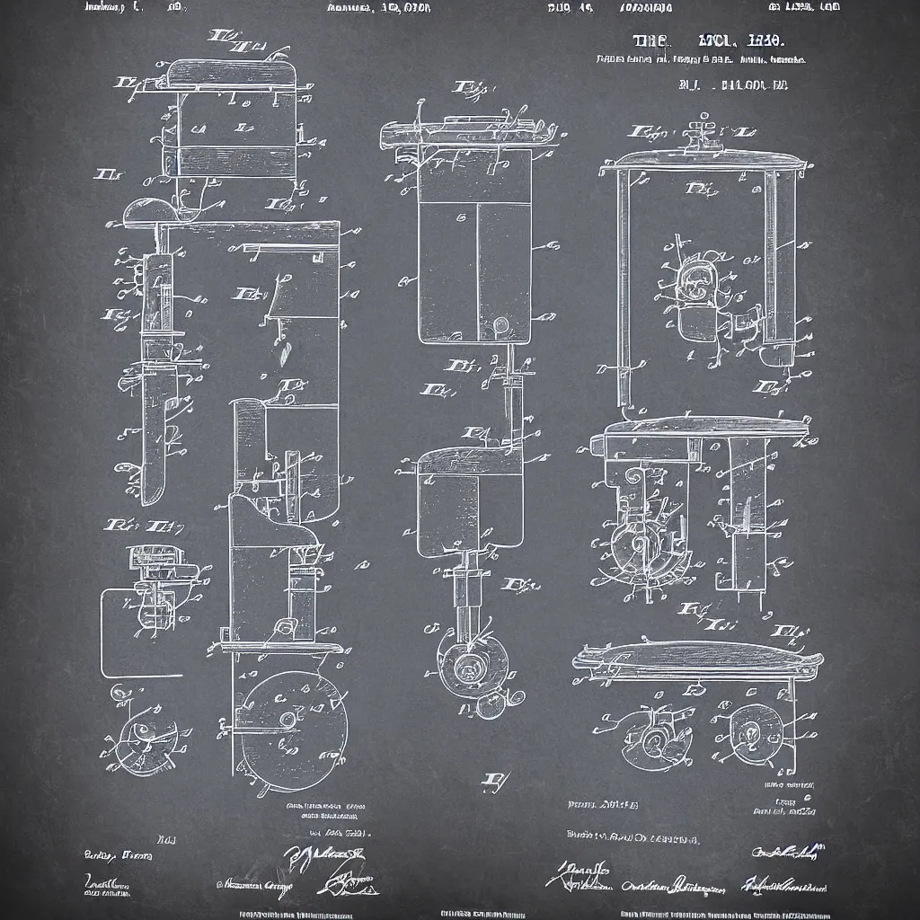 Image similar to detailed patent poster for a functional time machine.