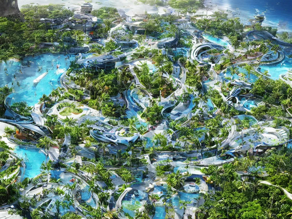 Image similar to futuristic bali island in the year 2 0 5 0, perfect faces