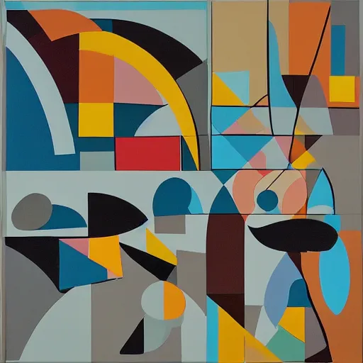 Image similar to A painting of phone, abstract painting in the style of Sophie Taeuber-Arp and Gary Hume and Tatsuro Kiuchi, flat colour-block style, geometric abstraction, earthy light pastel colours