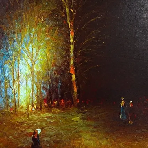 Prompt: i wondered if that was how forgiveness budded ; not with the fanfare of epiphany, but with pain gathering its things, packing up, and slipping away unannounced in the middle of the night. oil painting, impressionism