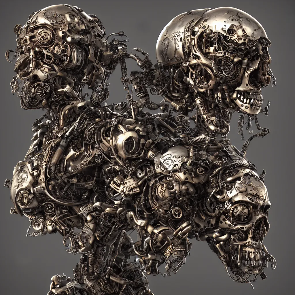 Image similar to steampunk cyborg skull, unreal engine, arstation trending, highly detailed, 8 k