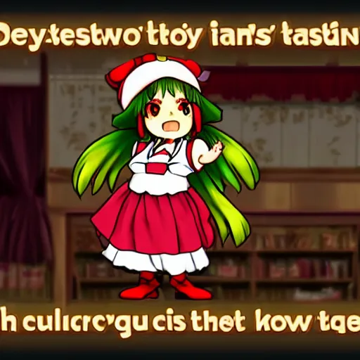 Image similar to screenshot of danny devito as a touhou character