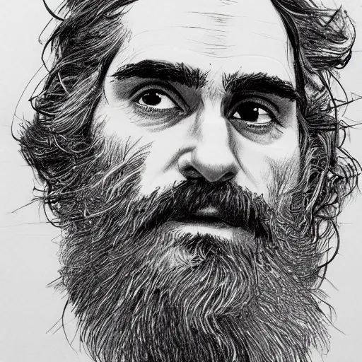 Image similar to a realistic yet scraggly portrait sketch of the side profile of a stern and sophisticated joaquin phoenix, trending on artstation, intricate details, in the style of frank auerbach, in the style of sergio aragones, in the style of martin ansin, in the style of david aja, in the style of mattias adolfsson