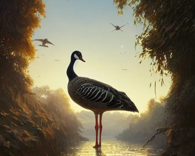 Prompt: Highly detailed portrait of a fashionable goose, in GTA V, Stephen Bliss, unreal engine, fantasy art by Greg Rutkowski, Loish, Rhads, ferdinand knab, Makoto Shinkai and Lois van baarle, ilya kuvshinov, rossdraws, Tom Bagshaw, global illumination, radiant light, detailed and intricate environment