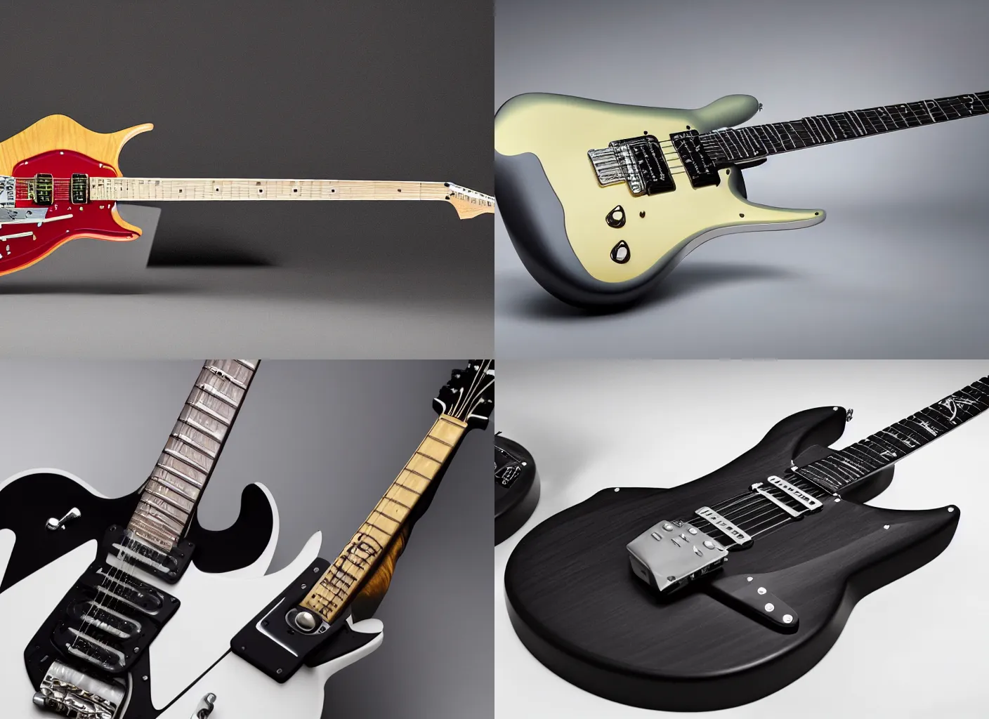 Prompt: an electric guitar designed by Porsche