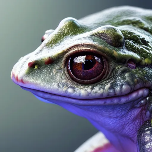 Image similar to hyperrealistic mixed media image of a ( frog ) whose head resembles alex jones, stunning 3 d render inspired art by greg rutkowski and xiang duan and thomas eakes, perfect symmetry, flesh texture, realistic, highly detailed attributes and atmosphere, dim volumetric cinematic lighting, 8 k octane detailed render, post - processing, masterpiece,