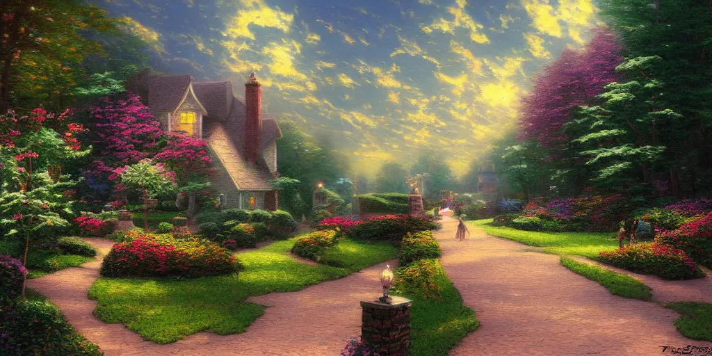 Prompt: random art in the style of thomas kinkade varo