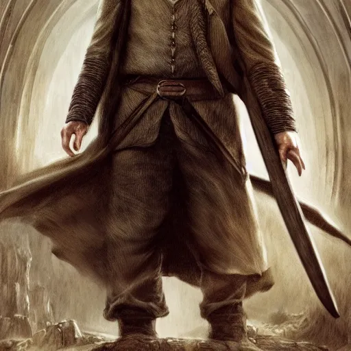 Prompt: keanu reeves as a hobbit ( lord of the rings movie ), digital painting, extremely detailed, 4 k, intricate, brush strokes, mark arian, artgerm, bastien lecouffe - deharme