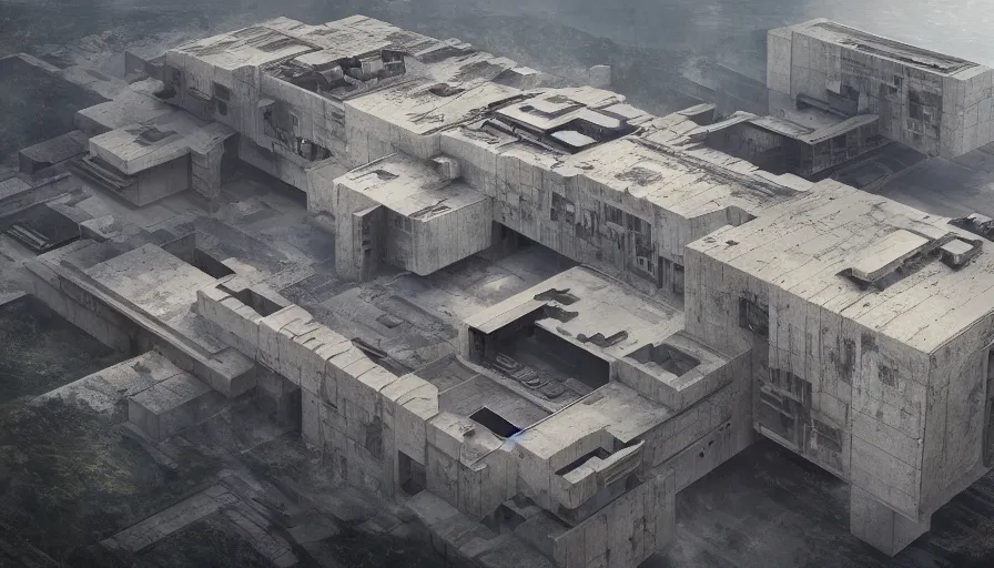 Prompt: big brutalist imperial military base on cliffs, drawing architecture, very long shot, top angle, imperial architecture in rogue one, pritzker architecture prize, brutalism, jan urschel