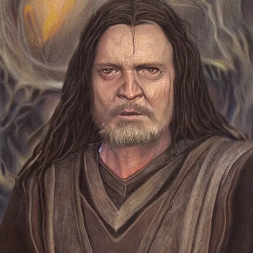 Prompt: portrait of a Wraith of LOTR, oil painting, high detail