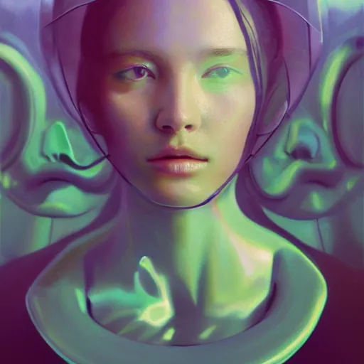 Image similar to 3 d, sci - fi, morning, sleepy fashion model face, sun, cinematic, clouds, sun rays, vogue cover style, poster art, light green mood, snakes, realistic painting, intricate oil painting, high detail, figurative art, multiple exposure, poster art, 3 d, by tooth wu and wlop and beeple and greg rutkowski
