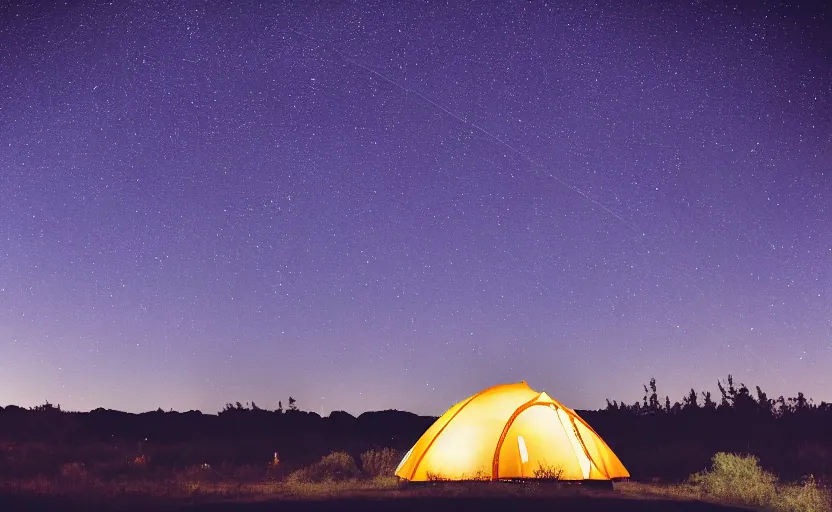 Image similar to night photography of a tent with nebulas in the sky