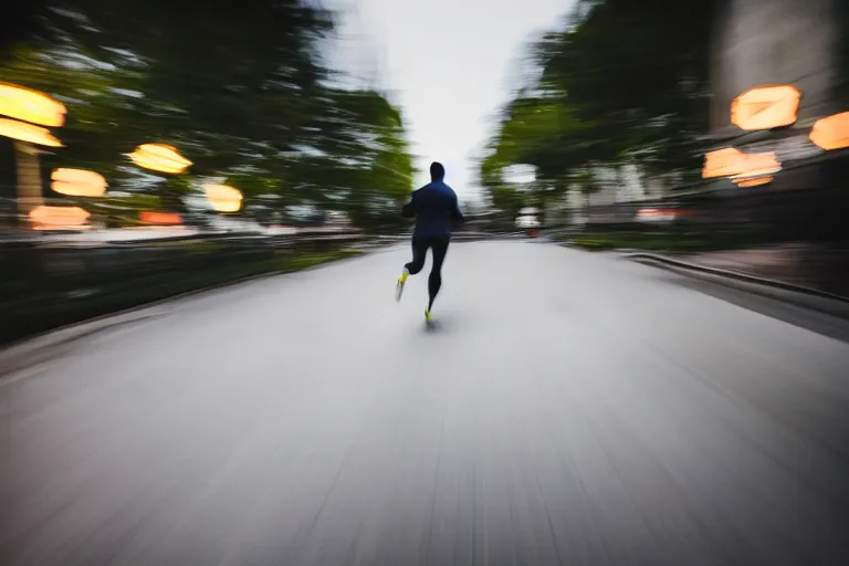 Image similar to man running at the speed of the light, hd, photo, award winning