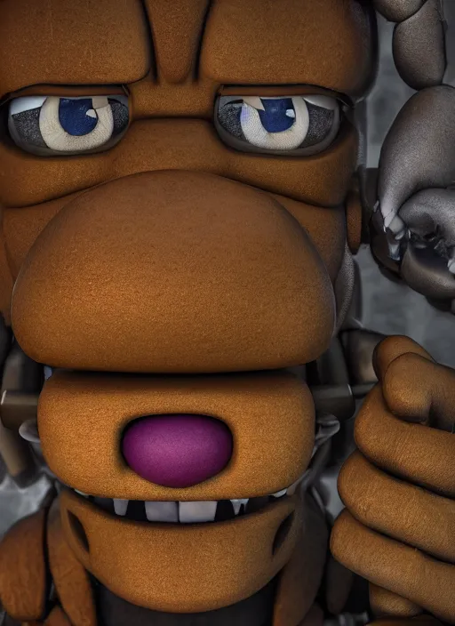 Prompt: closeup portrait of fnaf, depth of field, zeiss lens, detailed, symmetrical, centered, fashion photoshoot, by Annie Leibovitz and Steve McCurry, David Lazar, Jimmy Nelsson, Breathtaking, 8k resolution, extremely detailed, beautiful, establishing shot, artistic, hyperrealistic, beautiful face, octane render