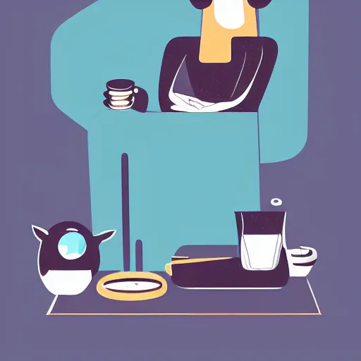 Prompt: illustration morning coffee enjoyment by malika favre