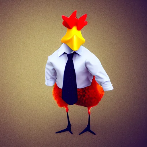 Image similar to a high quality photo of a chicken wearing a suit, 8k, digital art