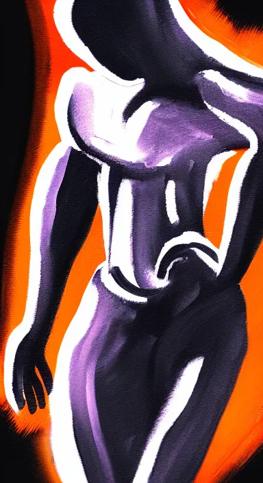 Image similar to black background, a thin, athletic physique man's body made of abstract, thick flowing dramatic bright brush strokes, no face, strong wind, matte colors, impressionist, extreme motion, trending on artstation