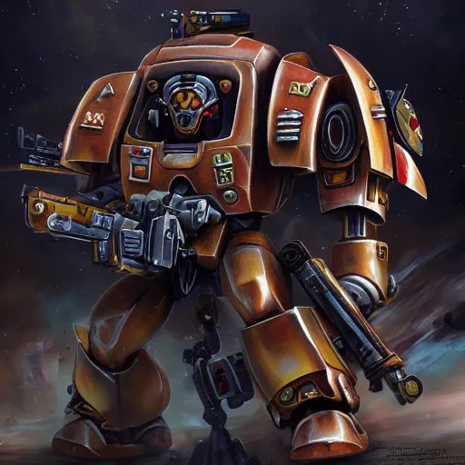 Image similar to a tau battlesuit from warhammer 40k, artstation hall of fame gallery, editors choice, #1 digital painting of all time, most beautiful image ever created, emotionally evocative, greatest art ever made, lifetime achievement magnum opus masterpiece, the most amazing breathtaking image with the deepest message ever painted, a thing of beauty beyond imagination or words