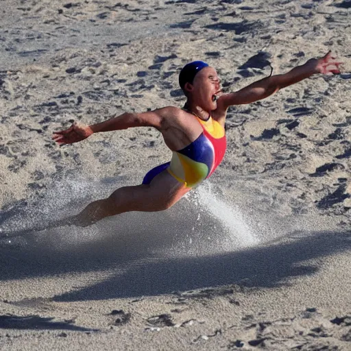 Image similar to olympic swimming in sand, instead of water there is sand, extremely coherent