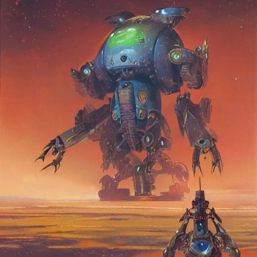 Prompt: a large anthropomorphic beetle shaped mecha by paul lehr and moebius