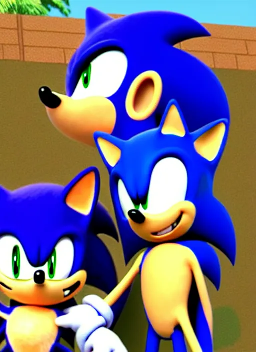 Image similar to sonic the hedgehog and timmy turner hanging out