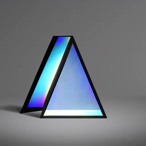 Prompt: a black triangle shaped box on a black background, with a hologram by gabriel dawe, trending on behance, holography, tesseract, holographic, geometric