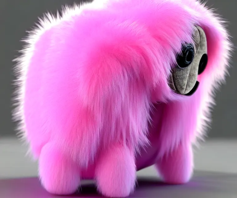 Prompt: high quality 3 d render hyperrealist very cute small tardiradiant, plush mascot, long spiky fluffy smooth hair, photo from the side, pink fluffy fur, vray, smooth background, artstation, ultra detailed
