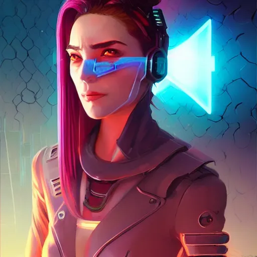 Prompt: female cyberpunk portrait, maya ali mage, gloomhaven, dynamic lighting, gaudy colors, octane render aesthetic, matte painting concept art, official fanart behance hd artstation by jesper ejsing, by rhads and makoto shinkai and lois van baarle and ilya kuvshinov and rossdraws