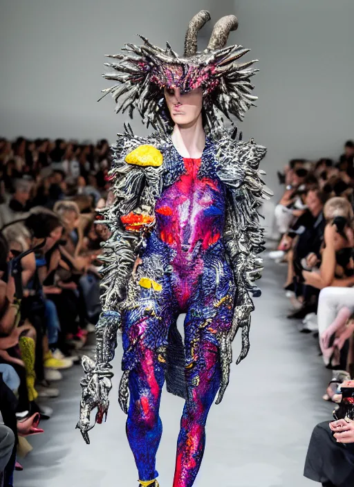 Image similar to hyperrealistic and heavy detailed balenciaga runway show of dinosaurs, leica sl 2 5 0 mm, vivid color, high quality, high textured, real life