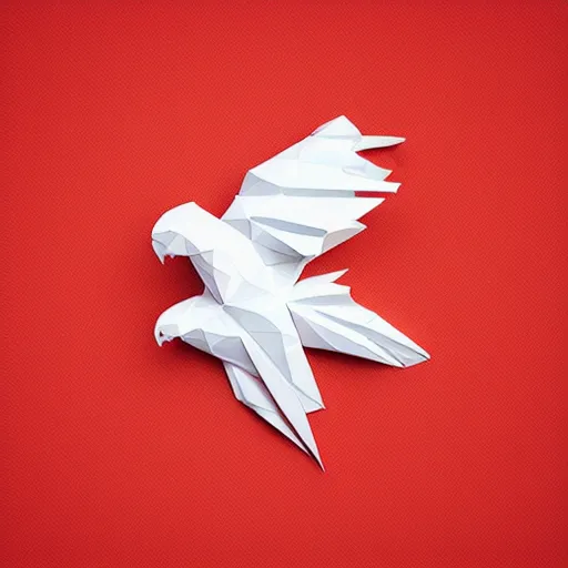 Image similar to low poly, vector, white eagle icon, in a book, red background, cgsociety, artstation, octane render