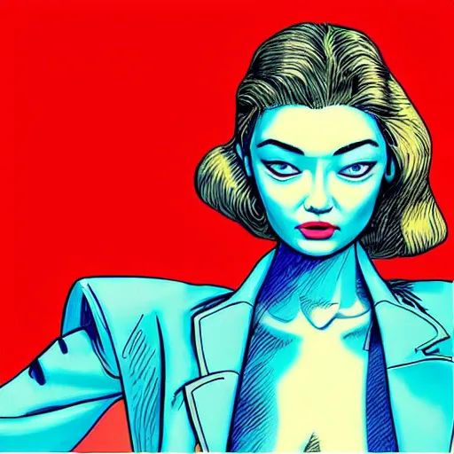 Image similar to “ gigi hadid retro minimalist portrait by jean giraud, moebius starwatcher comic, 8 k ”