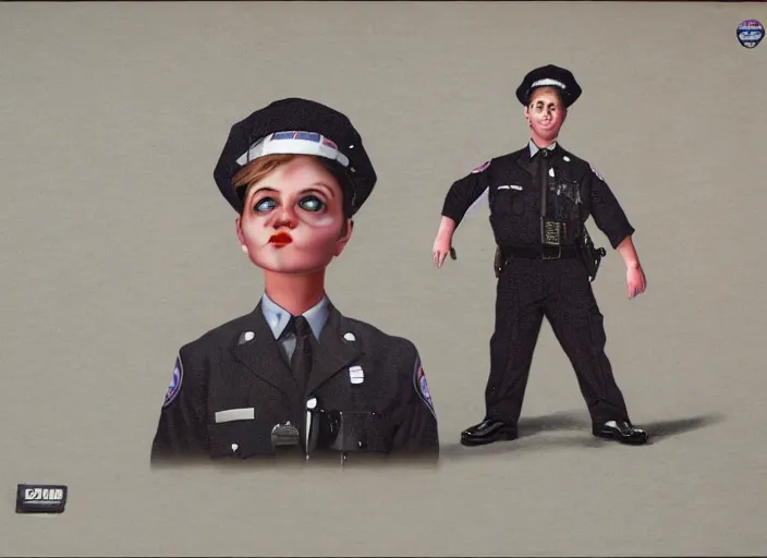 Image similar to a donut police officer, lowbrow, matte painting, 3 - d highly detailed, in the style of mark ryden,