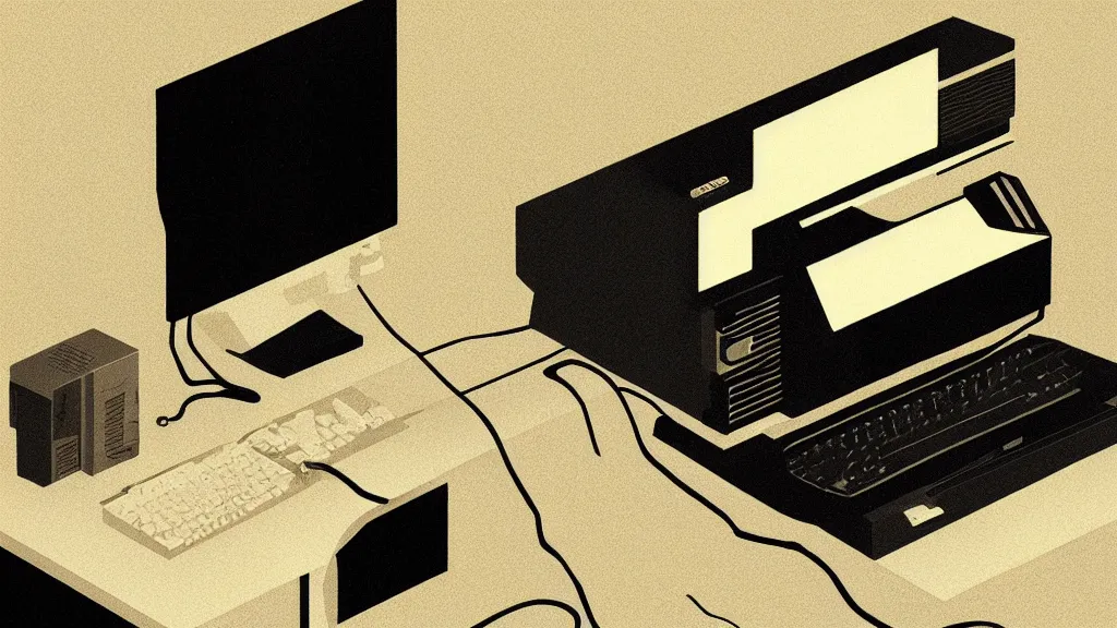 Image similar to stylized minimalist retro computer of a famous web designer, loftis, cory behance hd, by moebius, makoto shinkai and lois van baarle, ilya kuvshinov, rossdraws global illumination