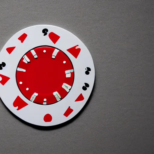 Image similar to anthropomorphic poker chip playing poker, canon 5 d 5 0 mm lens