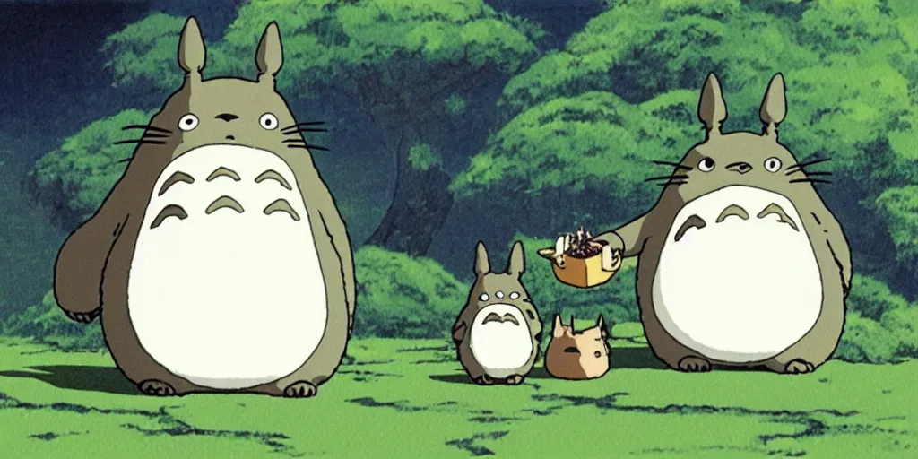 Totoro with an argentine mate in his hand, by studio | Stable Diffusion