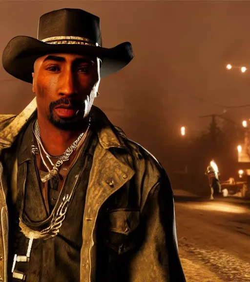 Prompt: Tupac in rdr2