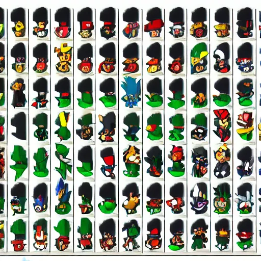 Prompt: sprite sheet of pokemon trainers sword shield game in the style of final fantasy nes