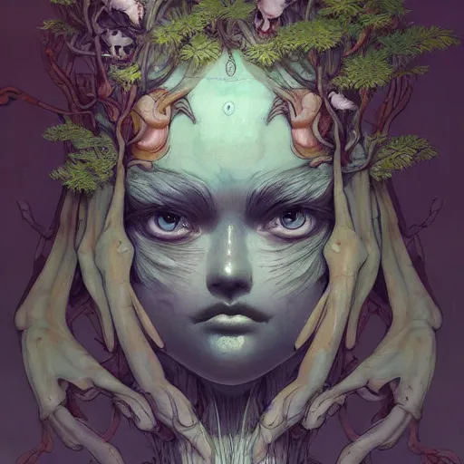 Image similar to prompt : forest character portrait soft light painted by james jean and katsuhiro otomo and erik jones, inspired by evangeleon anime, smooth face feature, intricate oil painting, high detail illustration, sharp high detail, manga and anime 1 9 9 9