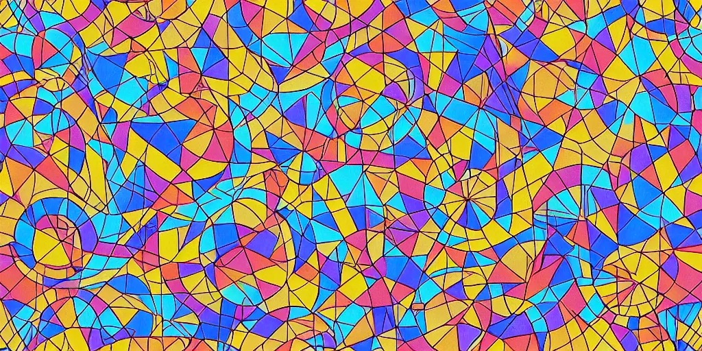 Image similar to 3 5 mm photo of escher style seamless pattern of very large colorful cubes