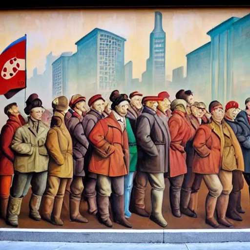 Prompt: a socialist realist mural that only says daily!!!!!!!!