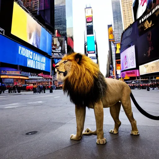 Image similar to Lion in new york times square, award winning photo