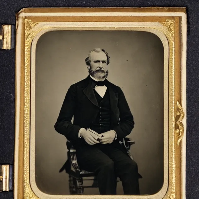 Prompt: Official Portrait of the United States President, 1868. He is a former senator and plantation owner from Louisiana. He is a 61 year old white man. Carte-de-visite in the Library of Congress.