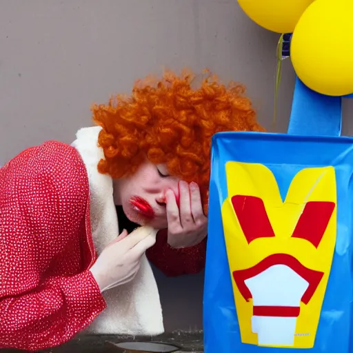 Image similar to ronald mcdonald puking vomiting