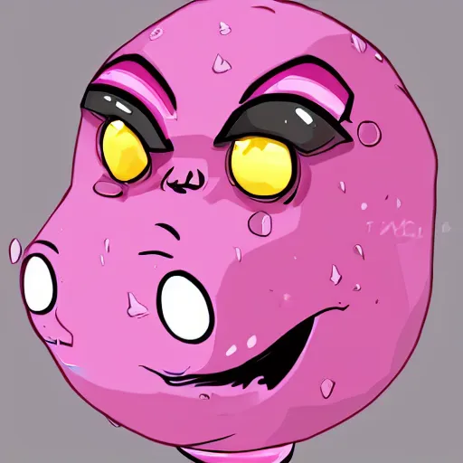 Prompt: pink angry bubble, high detailed, cute, trending on artstation