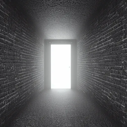 Image similar to a pitch black void with a glowing doorway,