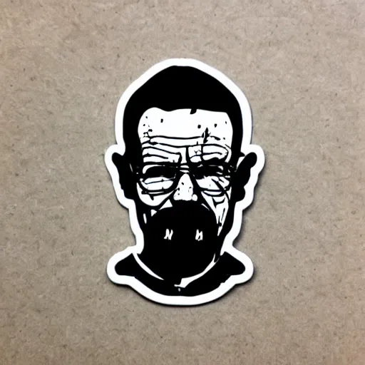 Image similar to die cut sticker, walter white wearing the joker outfit, splatter paint