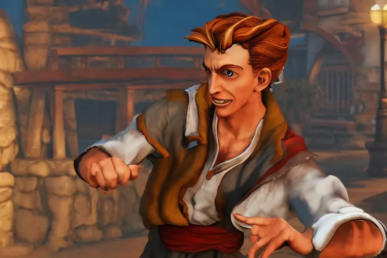 Prompt: screenshot of guybrush threepwood in street fighter 5, high resolution, hd, 4k