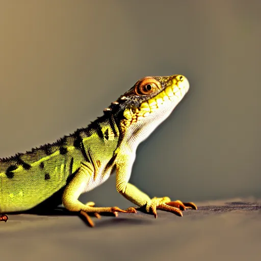 Prompt: a award-winning coherent photography of a close-up view of a lizard with weird mutations